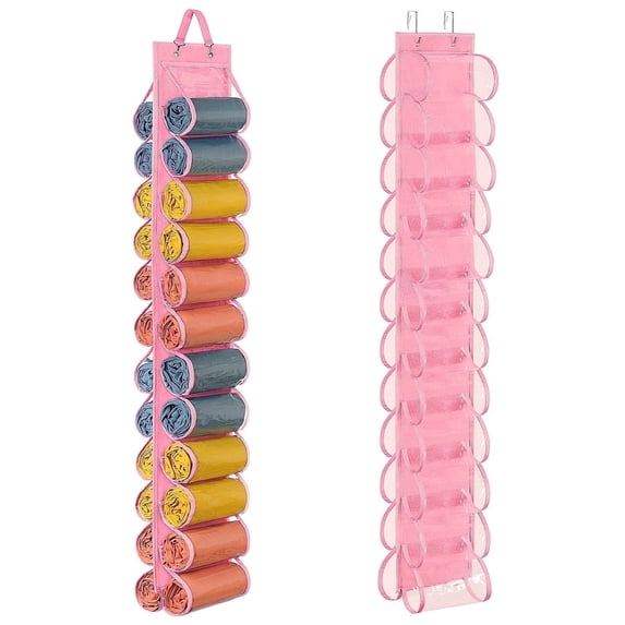 Lirex 24-Pocket Hanging Closet Organizer, Foldable Oxford Cloth Hanger for Leggings, Pink