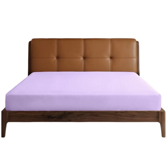 Lirex King Size Fitted Sheet, 100% Cotton Deep Pocket Bed Sheet, Soft Breathable Light Purple