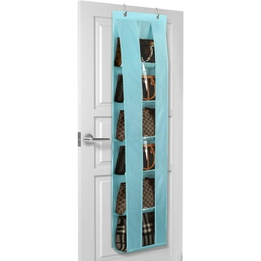 Lirex Over Door Purse Organizer, Light Blue, Space-Saving Handbag Storage Hanger for Clothing Closet