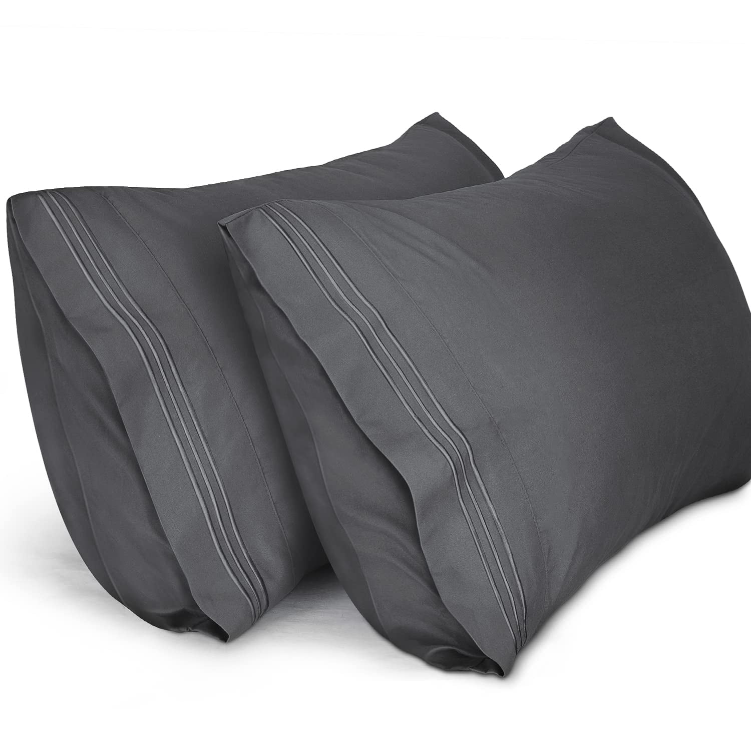Lirex 2-Pack Federe per Cuscini, 50 cm x 101 cm Size Morbido Spazzolato, Federe in Microfibra, Lavabile in Lavatrice, Senza Pieghe, Traspirante, Grigio Scuro