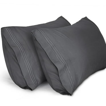 Lirex 2-Pack King Pillow Cases, 20" x 40", 1800 Thread Count Brushed Microfiber, Dark Grey