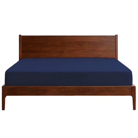 Lirex Queen Size Fitted Sheet, 100% Cotton Deep Pocket Bed Sheet, Soft Breathable Dark Blue
