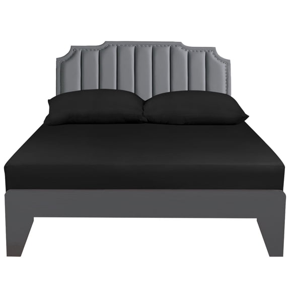 Lirex Twin Size Fitted Sheet, 100% Cotton Deep Pocket Bed Sheet, Soft Breathable Black