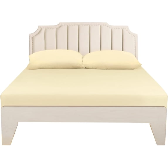 Lirex Twin XL Fitted Sheet 100% Cotton 300 Thread Count Cream White