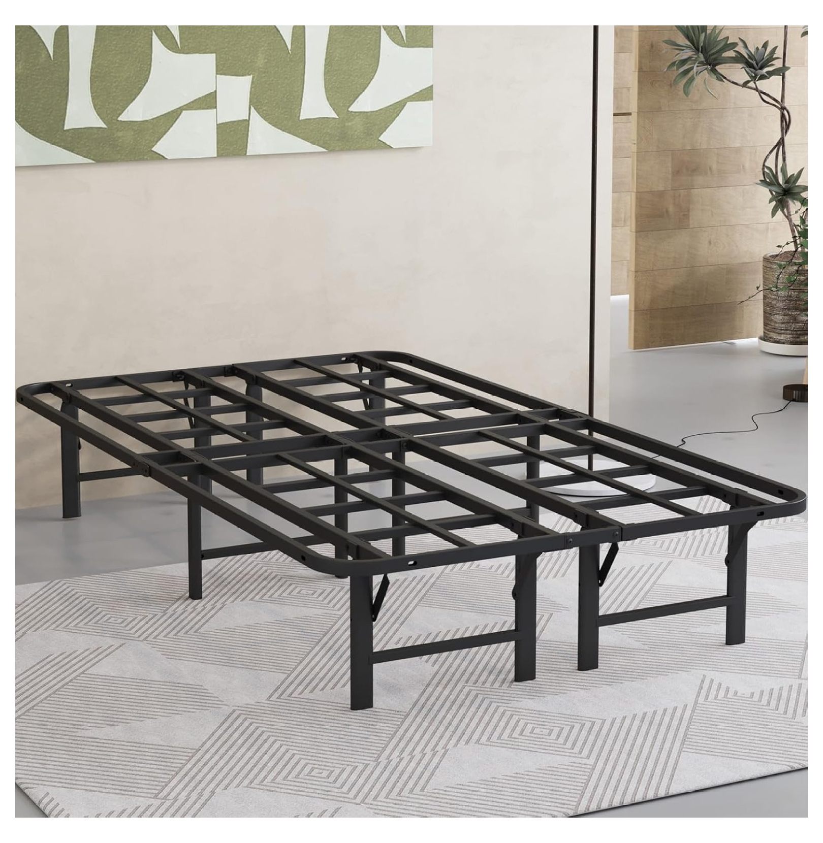 Lirted Foldable Metal Platform Bed Frame Tool Setup, 14 Inches High