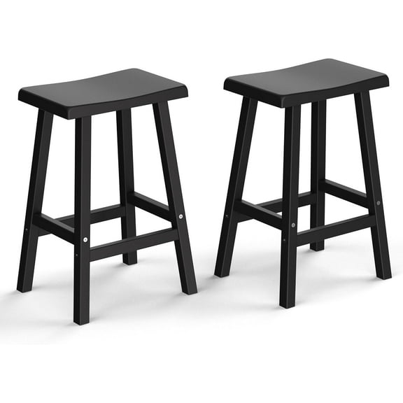 Lirted Outdoor Bar Stools Set of 2, Modern Durable Resin Bar Chairs with Footrest, All-Weather Barstools for Patio, Balcony, or Kitchen Counter（24''）