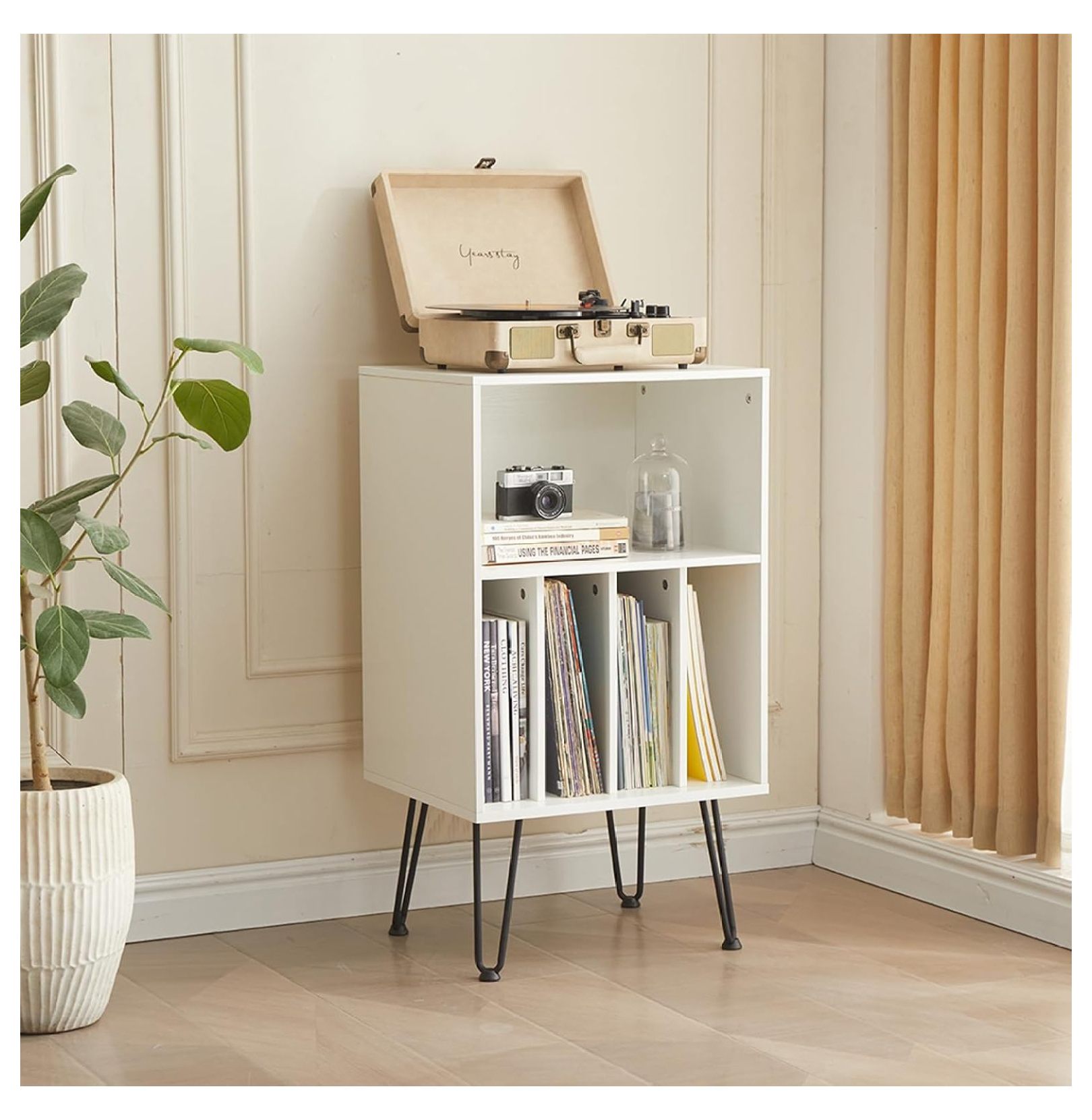 Lirted Record Player Stand with Vinyl Storage, Vinyl Record Storage