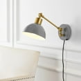 thumbnail image 1 of JONATHAN Y Lisa 18" Swing Arm 1-Light Modern Midcentury Iron USB Charging Port LED Sconce, Grey/Brass Gold, 1 of 9
