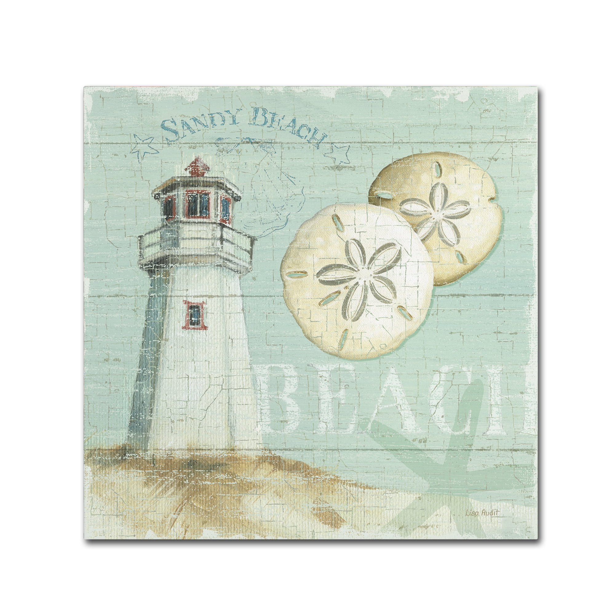 Lisa Audit Sandy Beach Lighthouse Canvas Art, 18'' x 18''