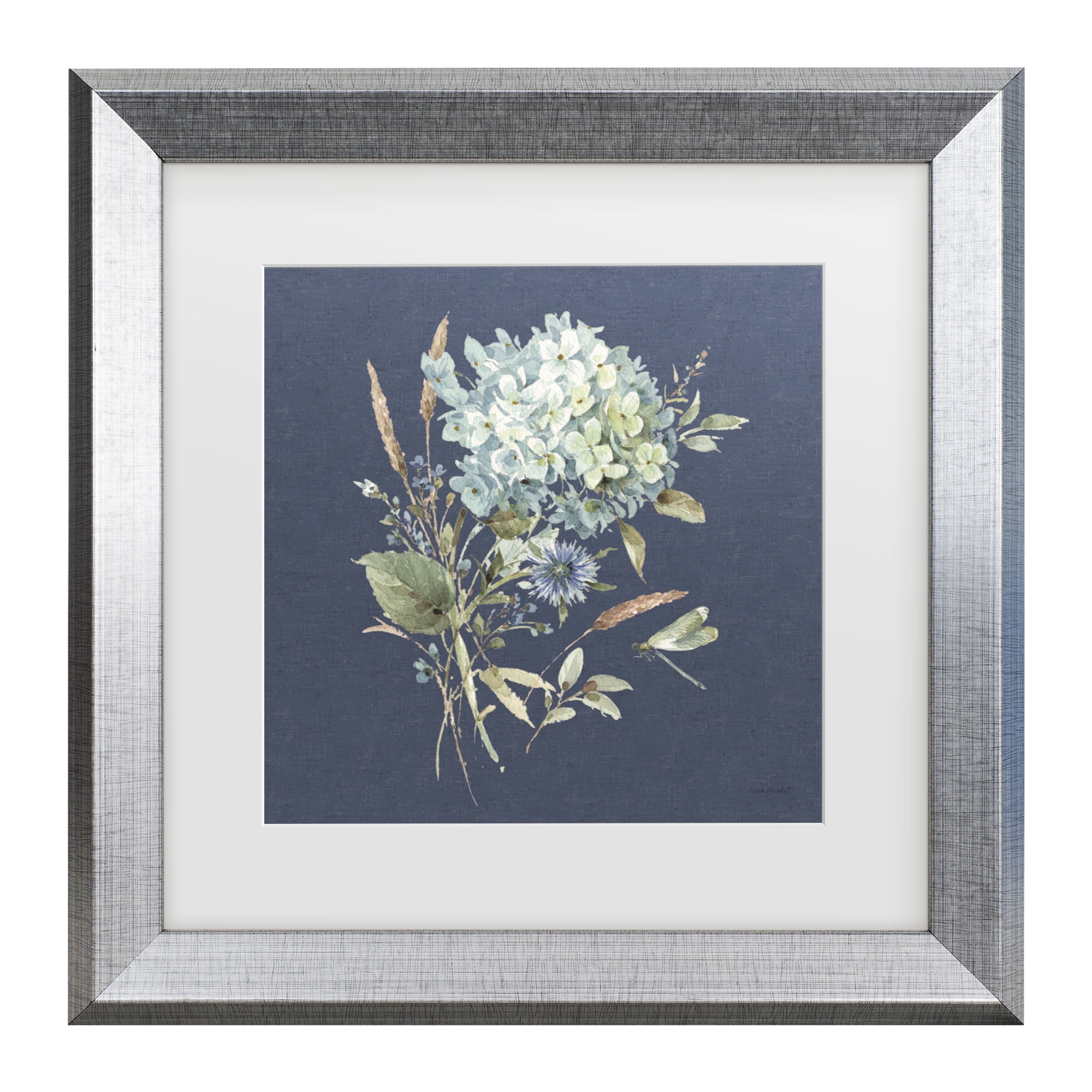 Lisa Audit 'Bohemian Blue 03 on blue' Matted Framed Art
