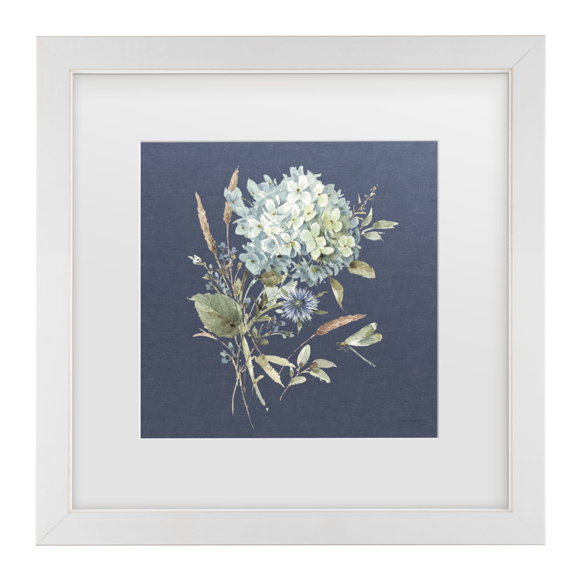 Lisa Audit 'Bohemian Blue 03 on blue' Matted Framed Art