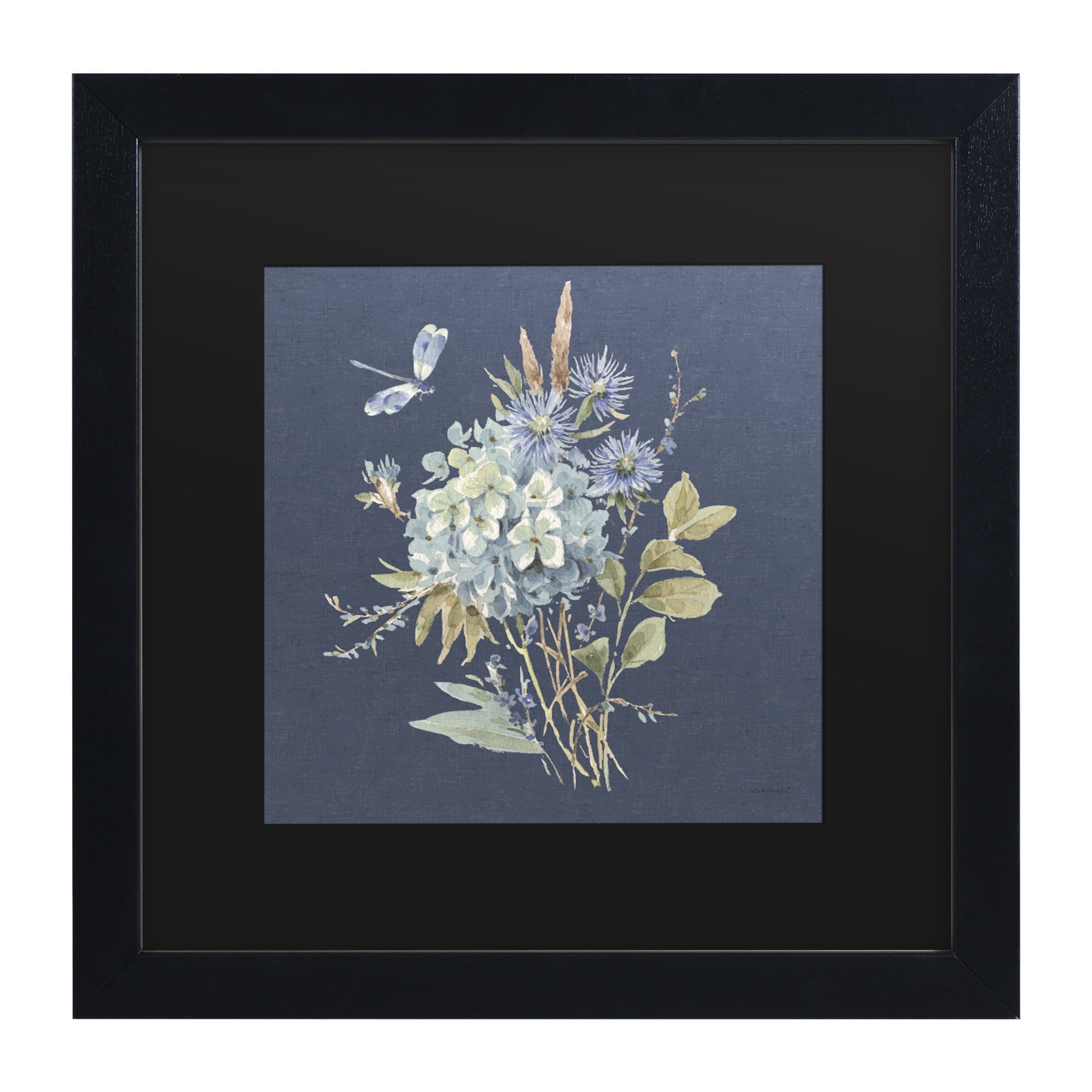 Lisa Audit 'Bohemian Blue 04 on blue' Matted Framed Art