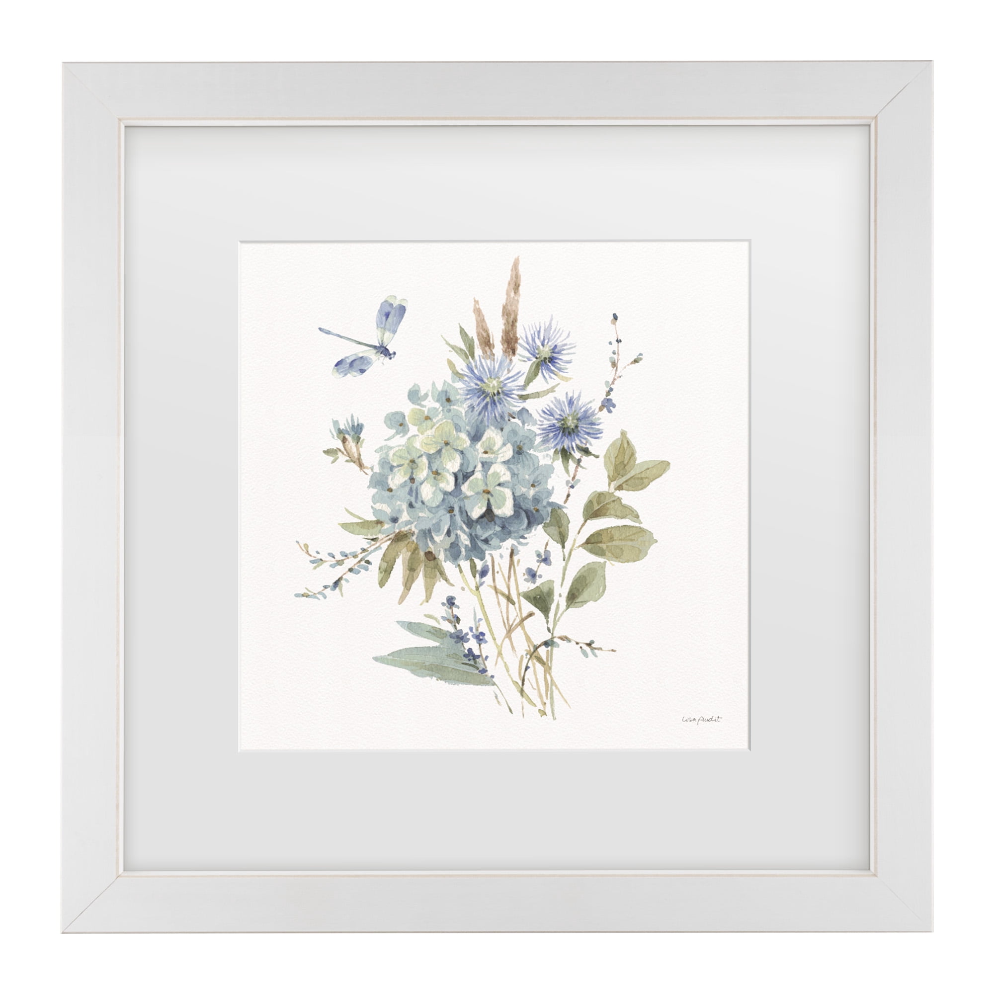 Lisa Audit 'Bohemian Blue 04 on white' Matted Framed Art