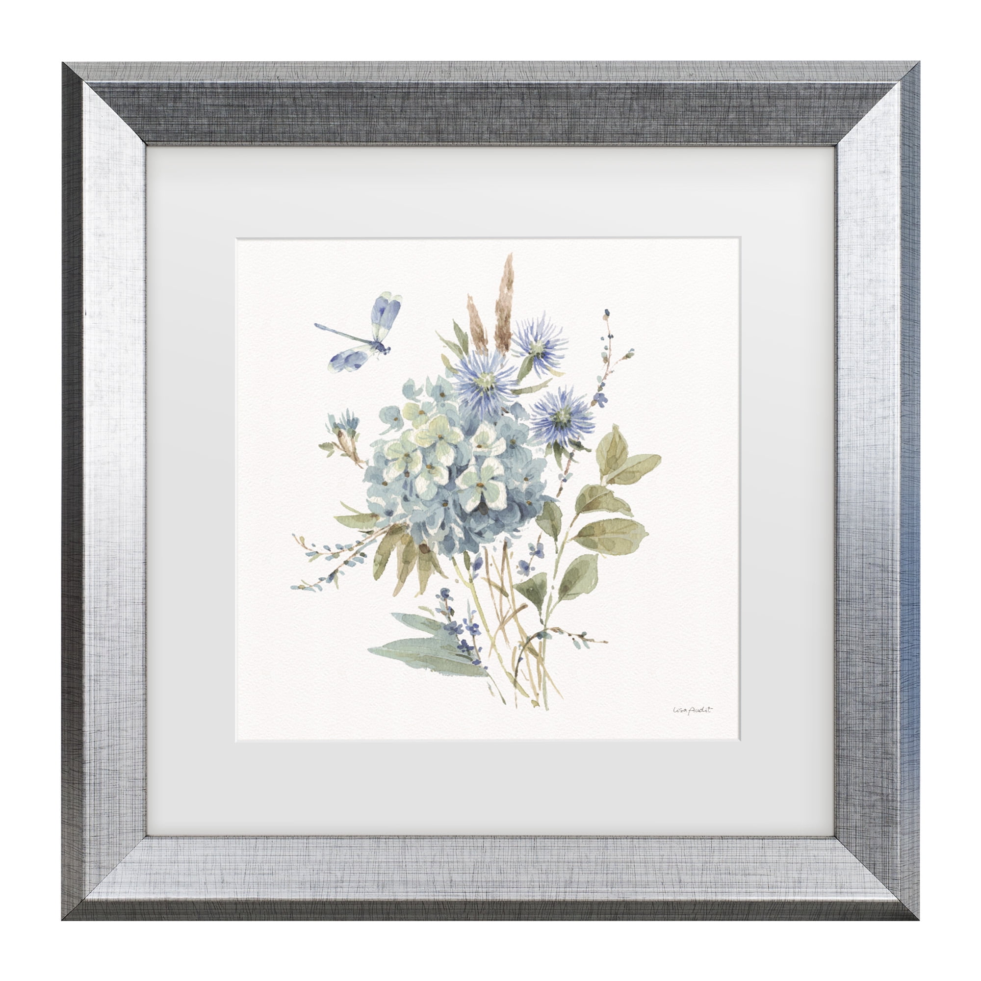 Lisa Audit 'Bohemian Blue 04 on white' Matted Framed Art