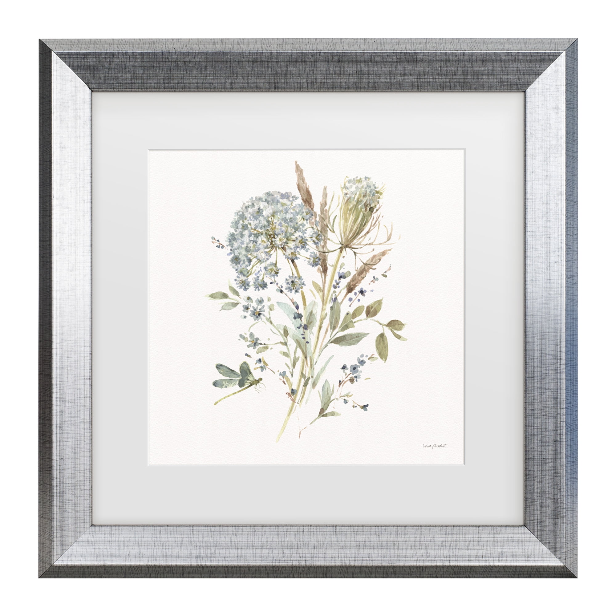 Lisa Audit 'Bohemian Blue 05 on white' Matted Framed Art