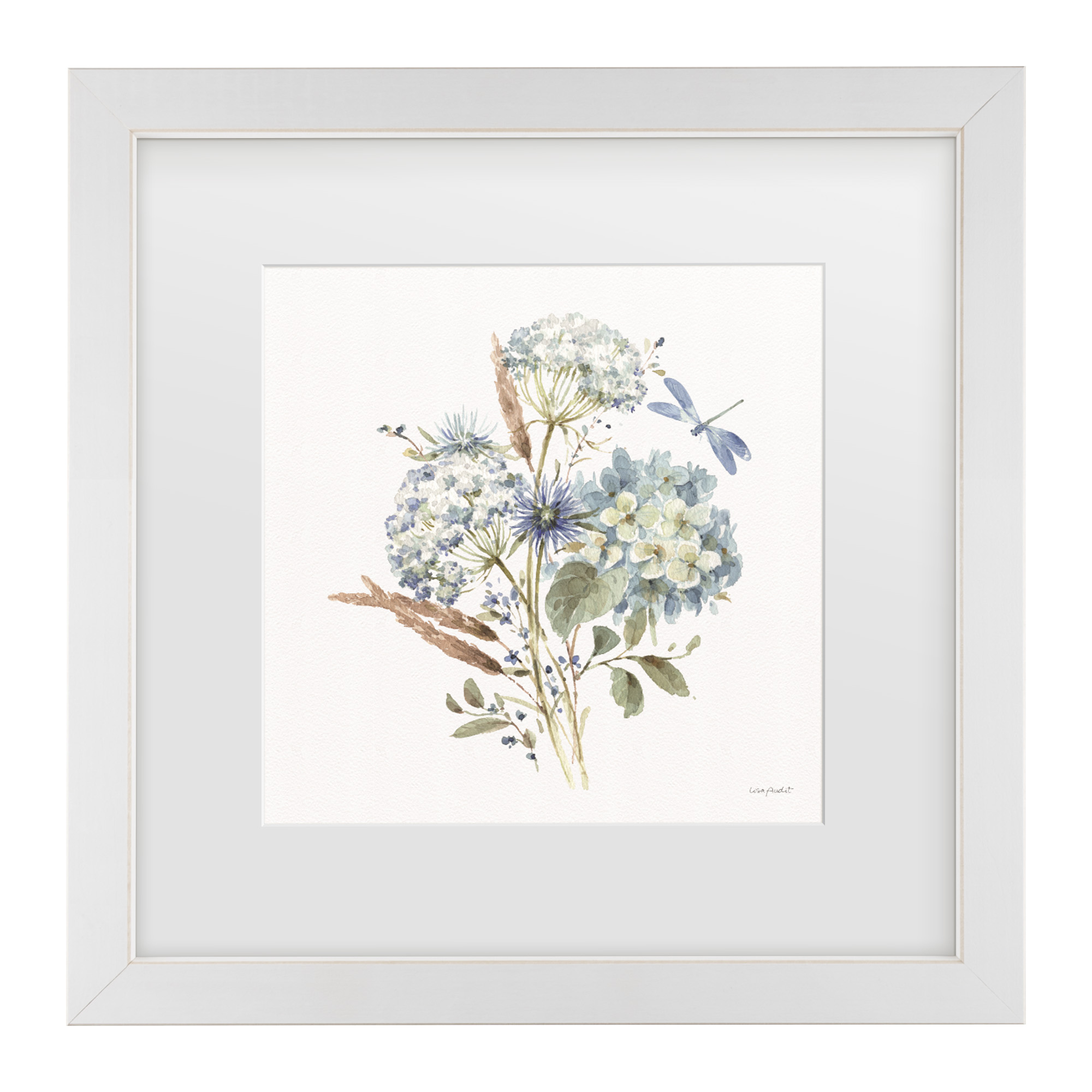 Lisa Audit 'Bohemian Blue 06 on white' Matted Framed Art