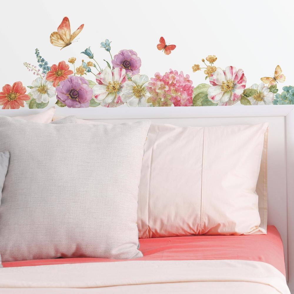 Multicolor Floral and Butterfly Peel and Stick Wall Decals