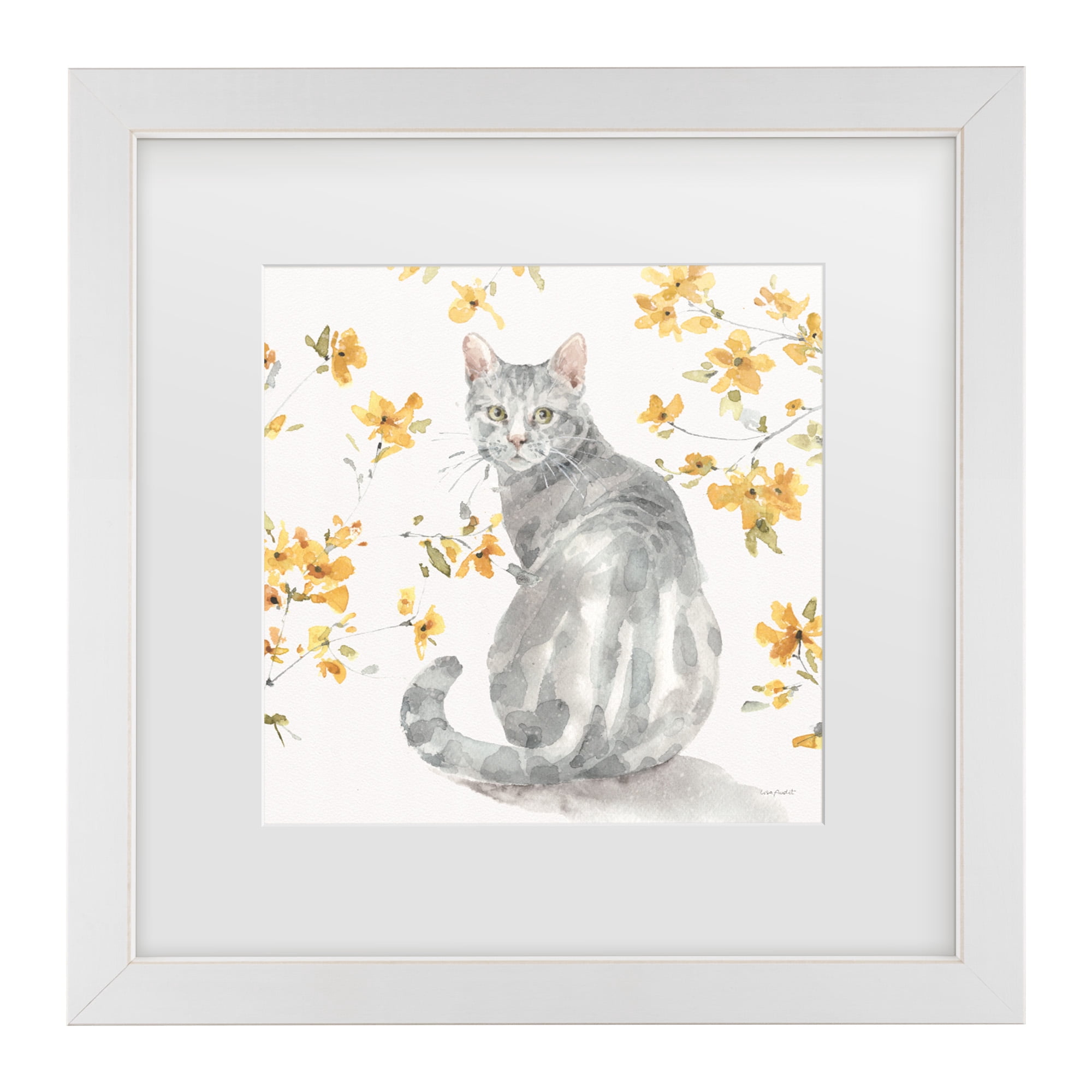 Lisa Audit 'Happy Yellow 14B' Matted Framed Art