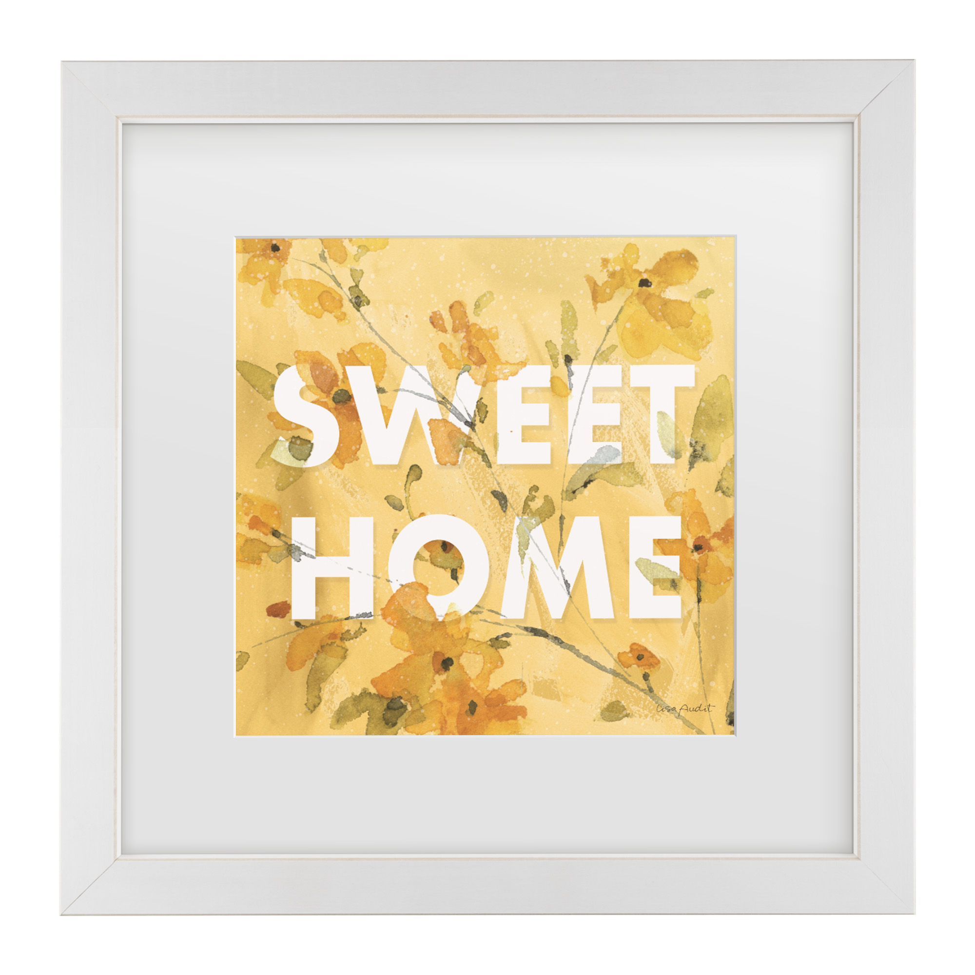 Lisa Audit 'Happy Yellow 16A' Matted Framed Art