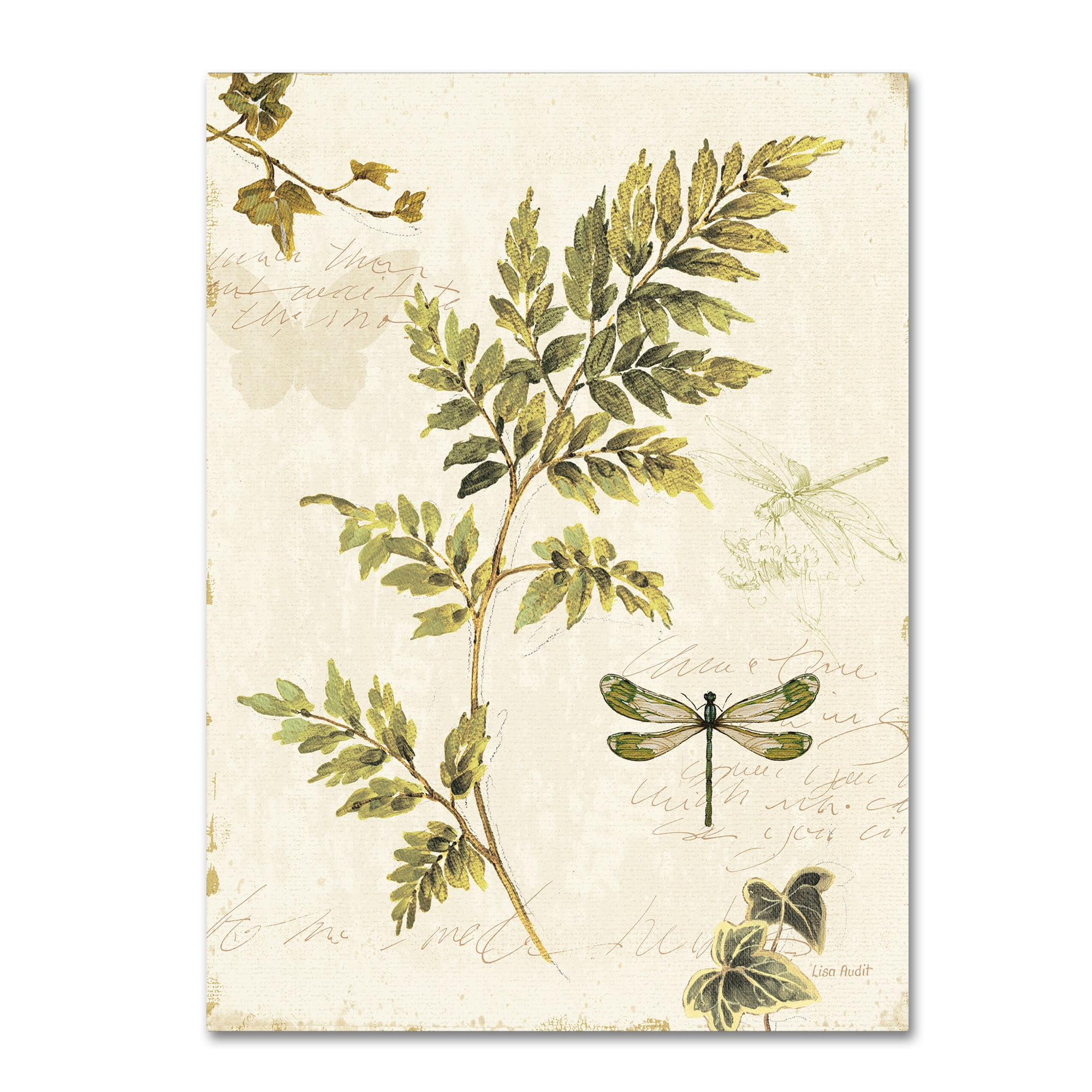 Ivies and Ferns Nature Canvas Art in Green and Beige