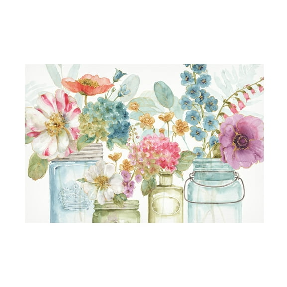 Trademark Fine Art Lisa Audit Rainbow Seeds Flowers X Canvas Wall Art - 16x24