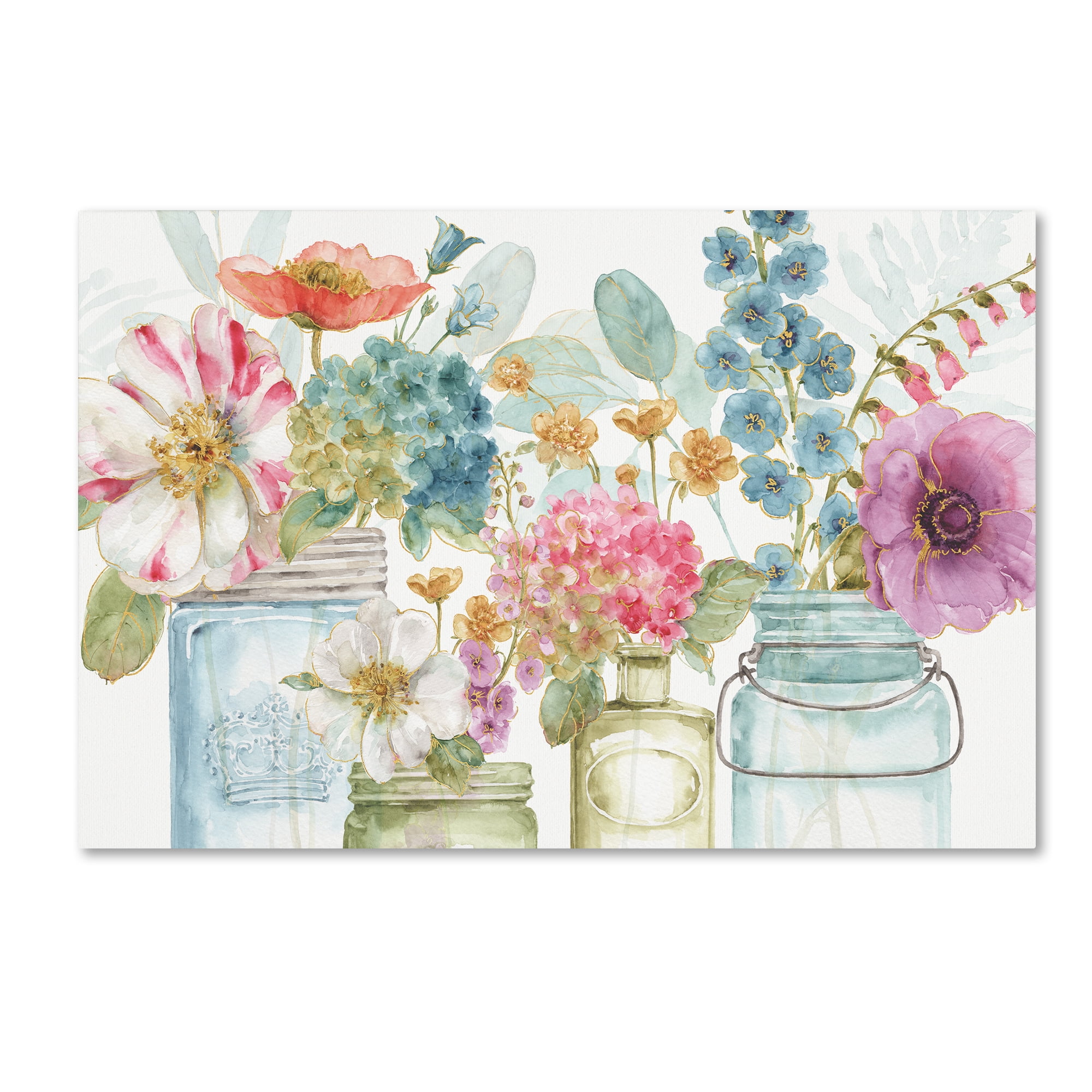 Colorful Floral Watercolor Print on Canvas Art
