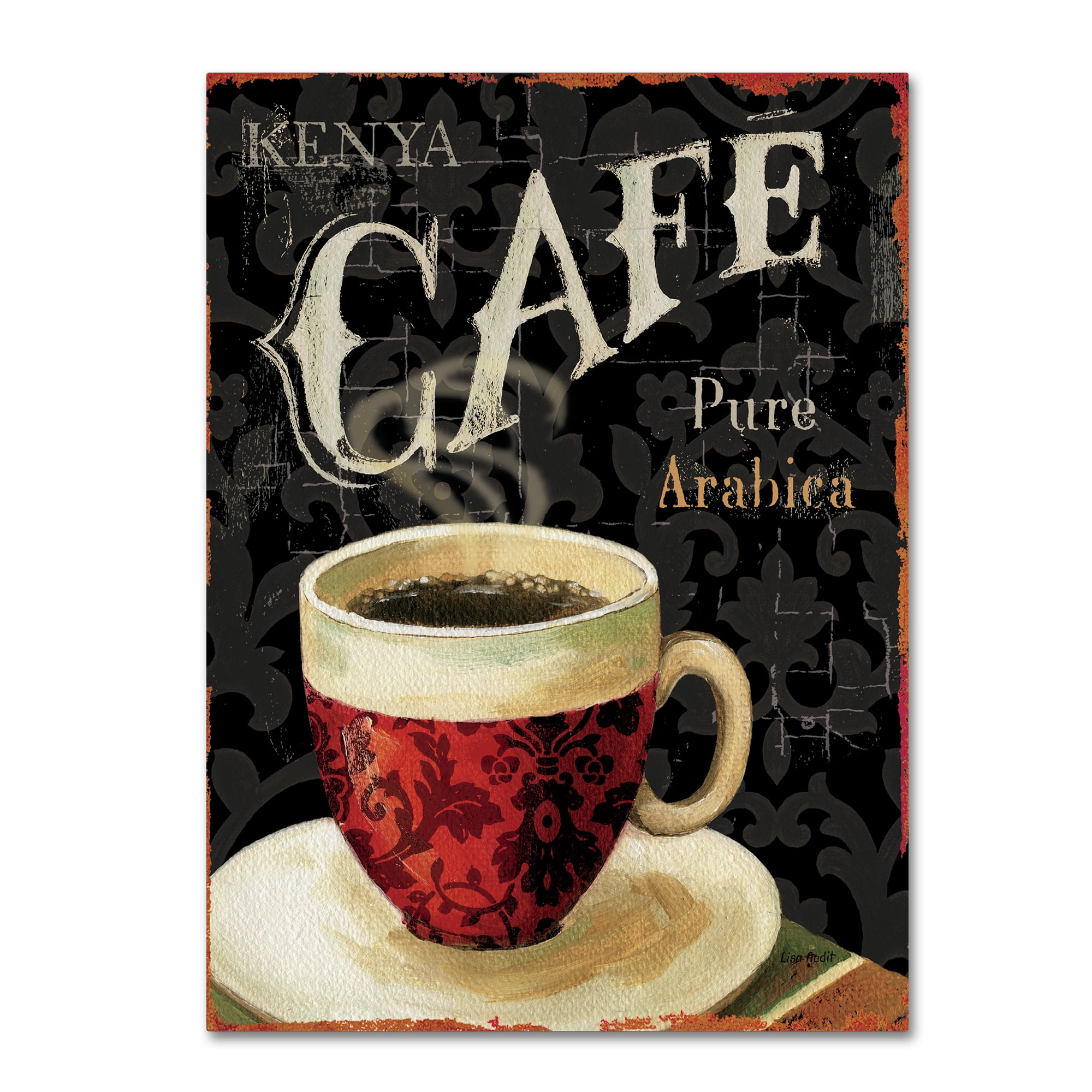 Vintage Coffee Cup Framed Canvas Art, 18" x 24"