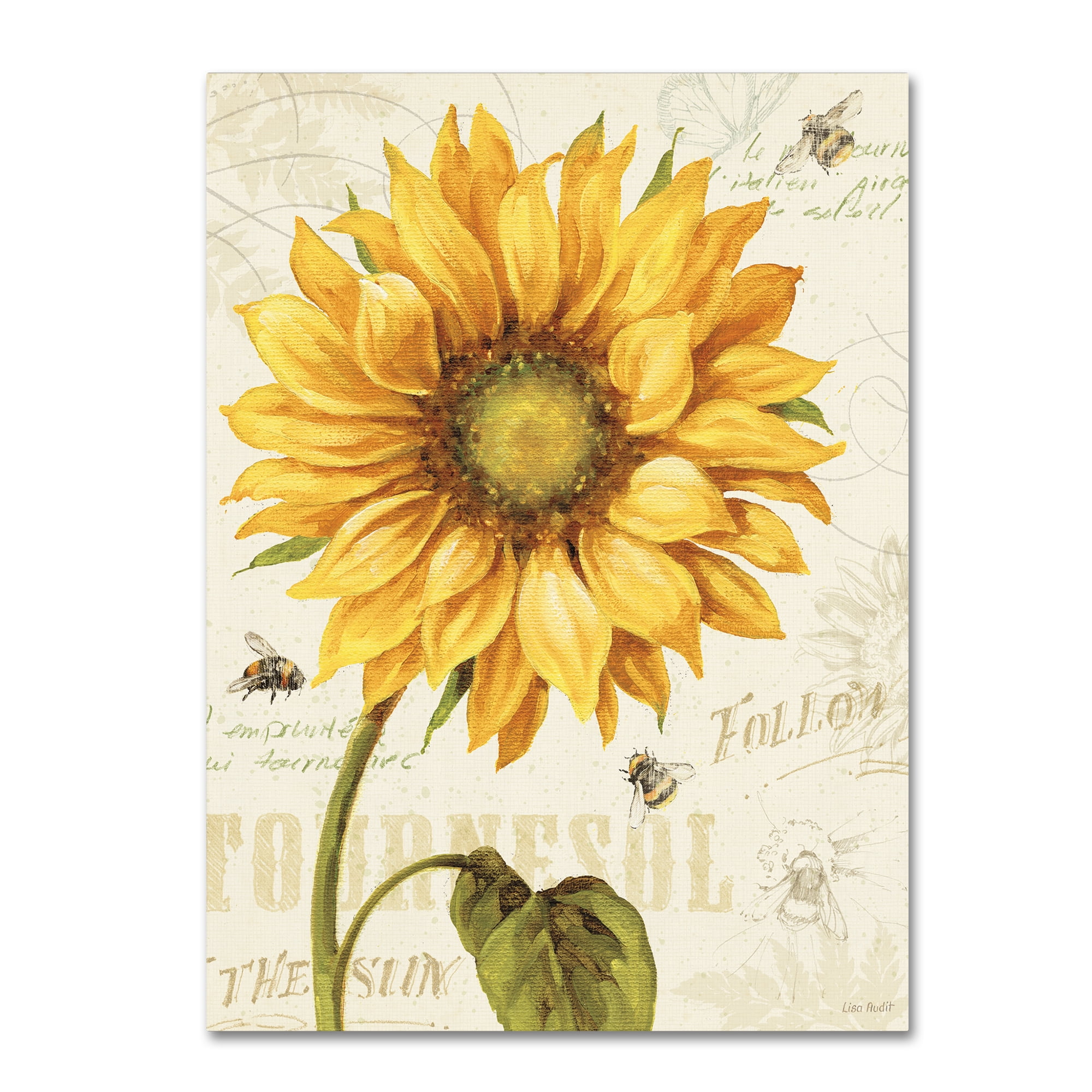 Lisa Audit Yellow Sunflower and Bees Canvas Art 24'' x 32''