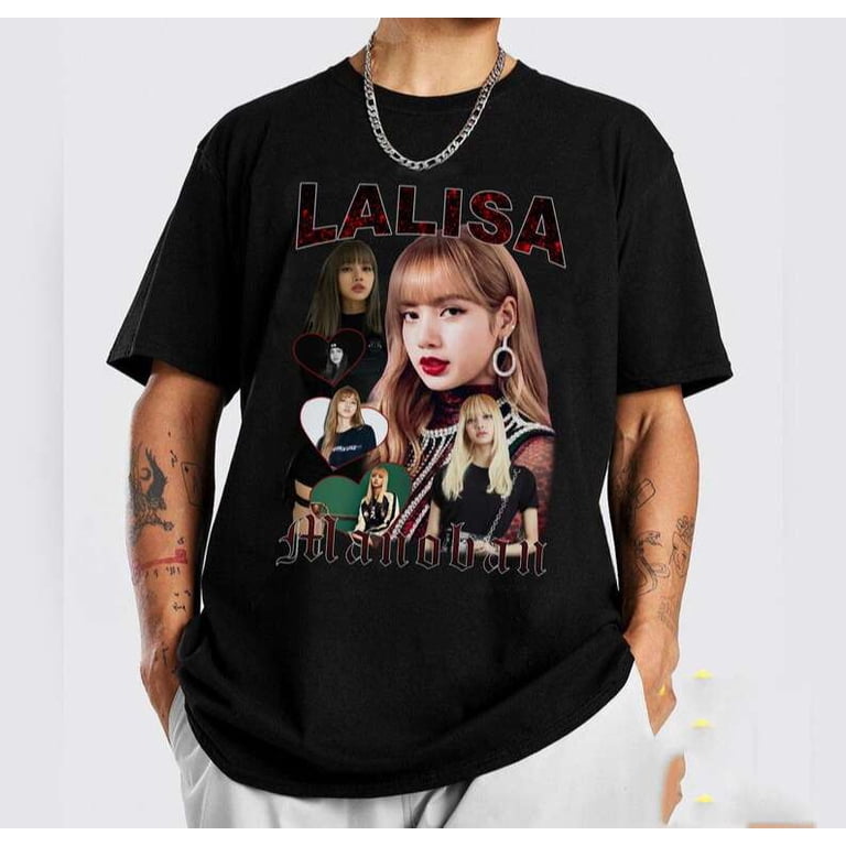 BLACKPINK LALISA Tシャツ2枚プリントS.BLACK.L