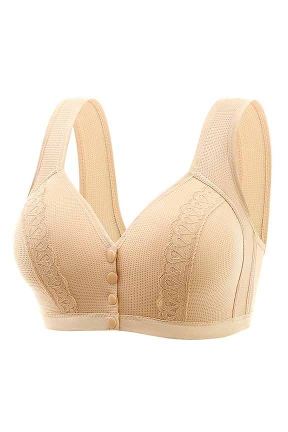 Lisa Charm Women's Bra 40 Beige, Front Closure, Wire-Free