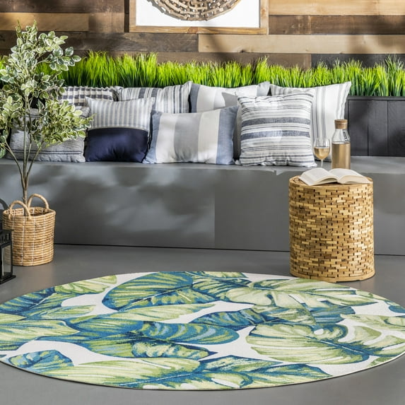 nuLOOM Lisa Floral Indoor/Outdoor Area Rug, 10', Round, Lisa Green Multicolor