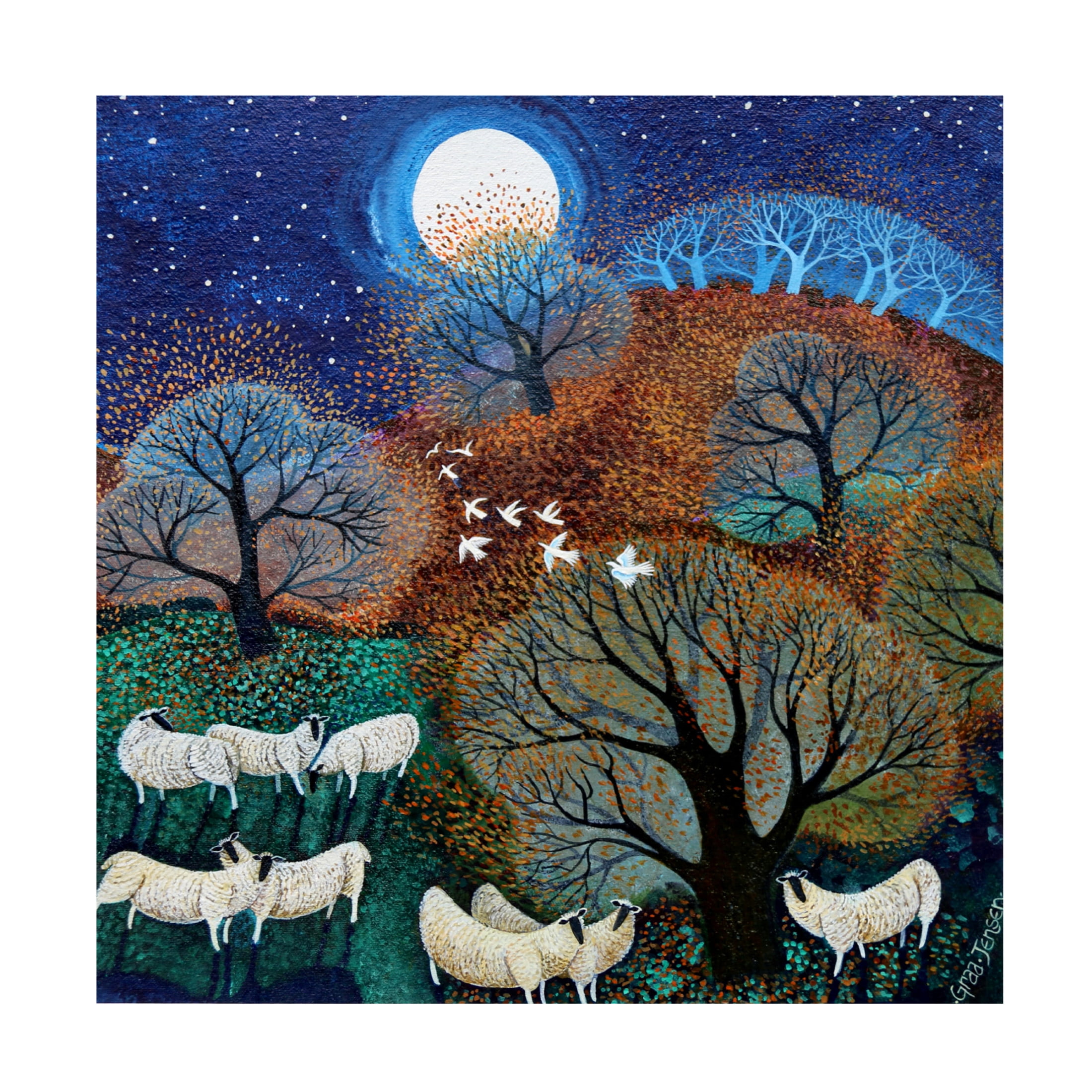 Lisa Graa Jensen 'Windy Sheep, 2022' Canvas Art - 35 x 35 Inches