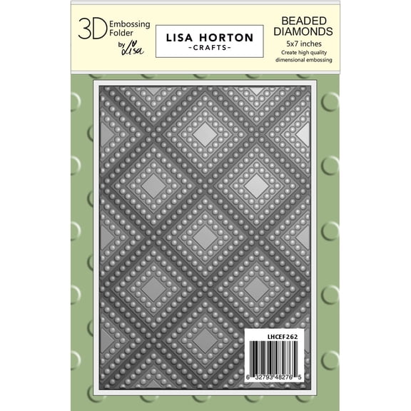 Lisa Horton Crafts 3D Embossing Folder 5"X7"-Beaded Diamonds