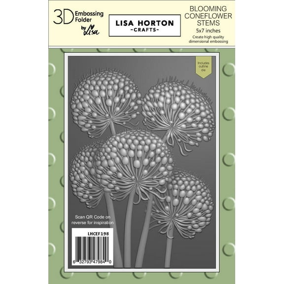 Lisa Horton Crafts Blooming Coneflower Stems 5x7 3D Embossing Folder & Die