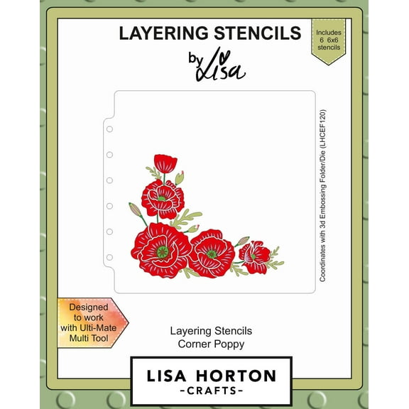 Lisa Horton Crafts Layering Stencils-Poppy Corner