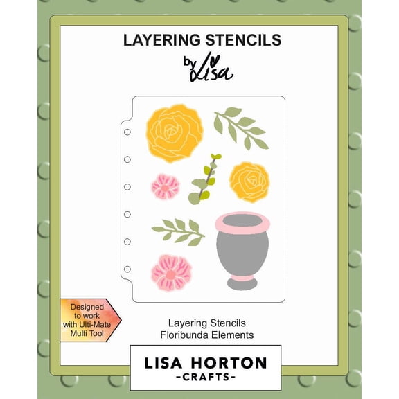 Lisa Horton Crafts A6 Layering Stencil-Floribunda Elements