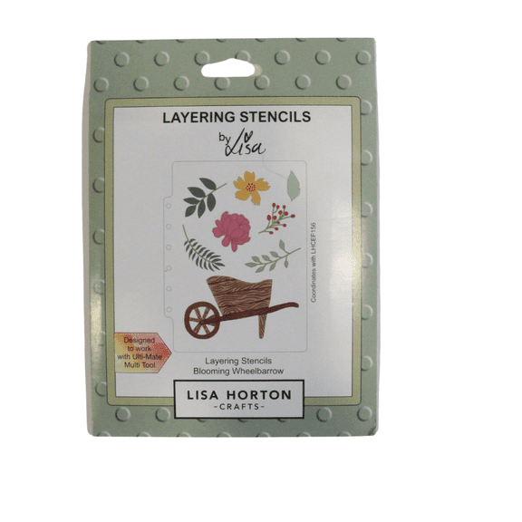 Lisa Horton Crafts Layering Stencils-Blooming Wheelbarrow