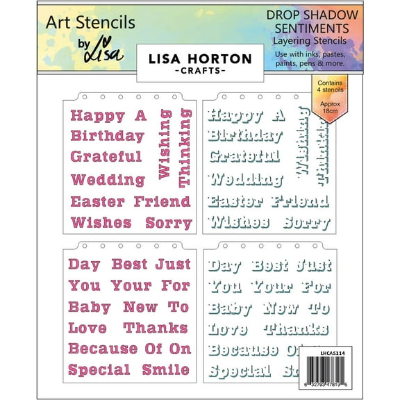 Lisa Horton Crafts Layering Stencils-Drop Shadow Sentiments