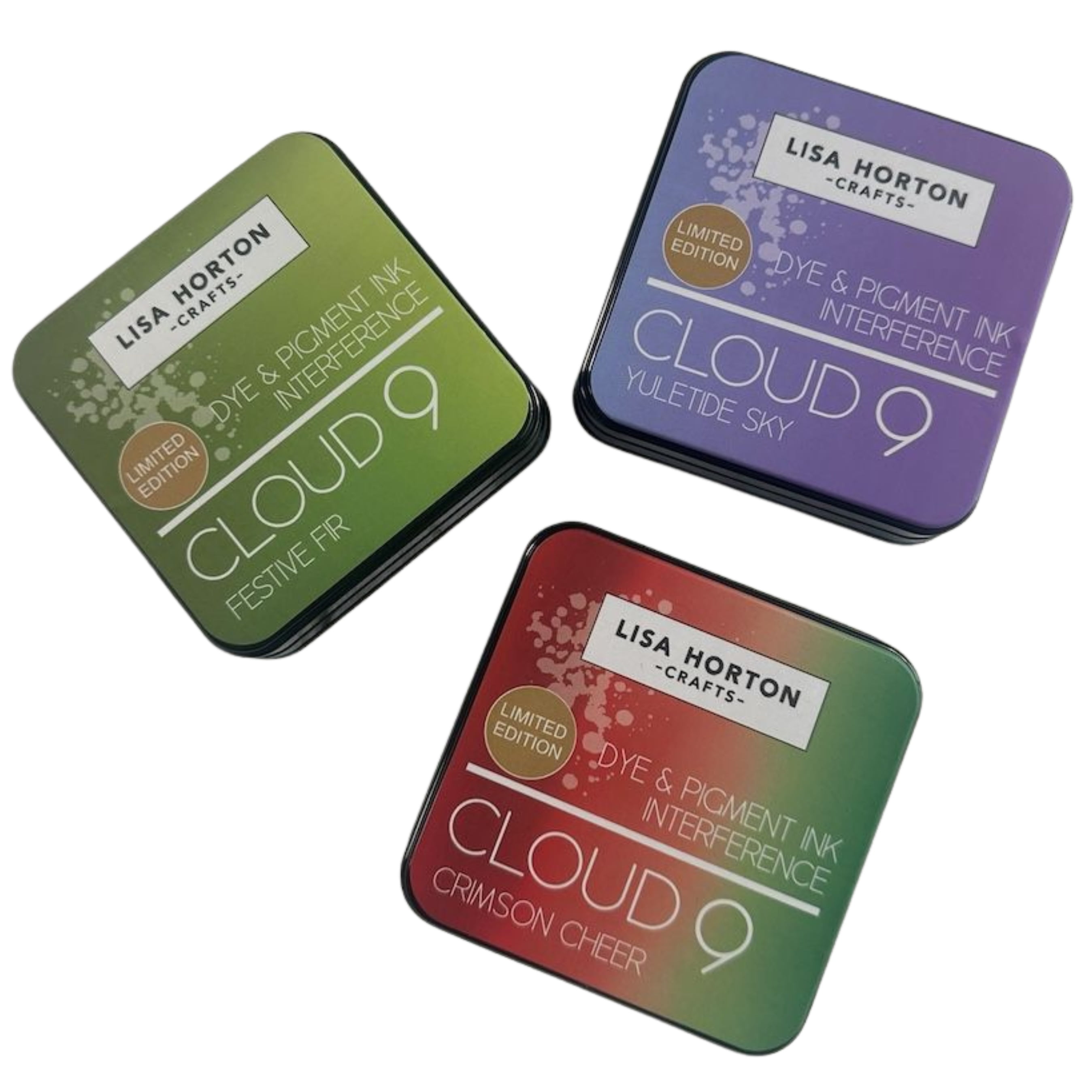 Lisa Horton Crafts Limited Edition Ink Pads 3/Pkg-Christmas, Festive Fir, Yuletide Sky
