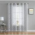 thumbnail image 1 of Lisa Knitted Lace Curtain Medallion Design with Scalloped Bottom (38" W x 108" L, Silver), 1 of 3