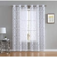 thumbnail image 1 of Lisa Knitted Lace Curtain Medallion Design with Scalloped Bottom (38" W x 108" L, White), 1 of 3