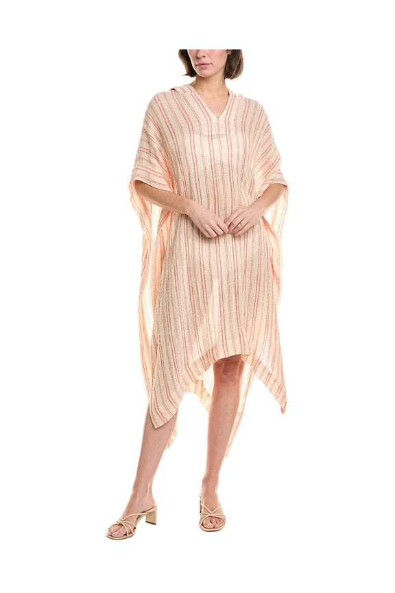womens  Linen Beach Poncho, M/L, Beige