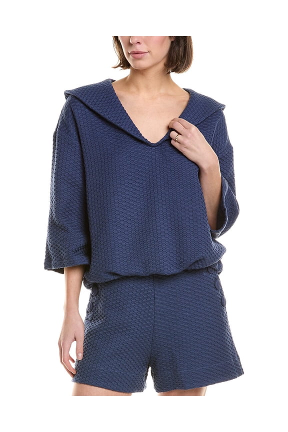womens Lis Marie Fernandez Blouson Sailor Top, 2 - S, Blue