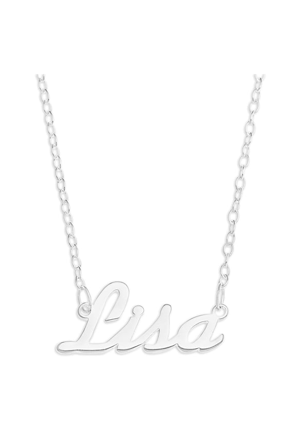 Lisa - Name Plate Necklace in Solid Real Sterling Silver female Personalized Custom Pendent