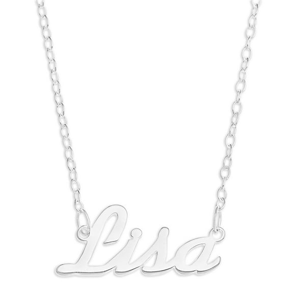 Lisa - Name Plate Necklace in Solid Real Sterling Silver female Personalized Custom Pendent