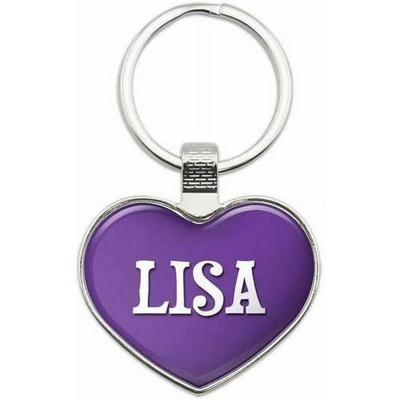 Lisa - Names Female Metal Heart Keychain Key Chain Ring, Multiple Colors Available