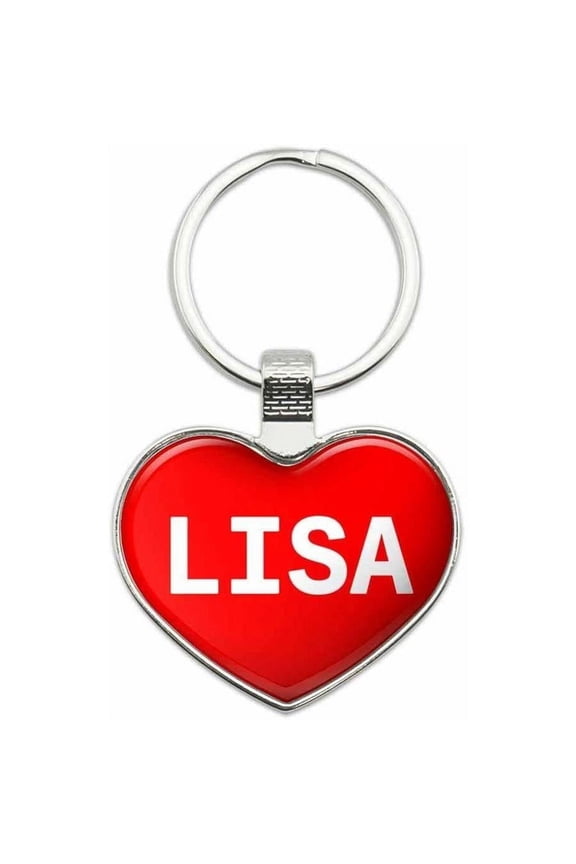 Lisa - Names Female Metal Heart Keychain Key Chain Ring, Multiple Colors Available