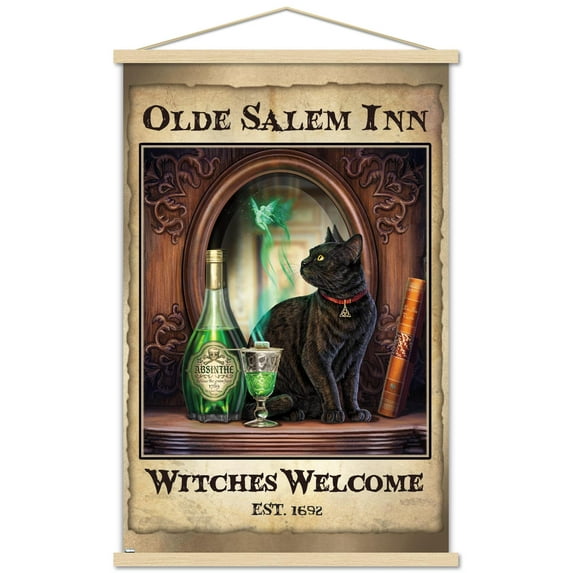Lisa Parker - Absinthe Witches Welcome Wall Poster with Wooden Magnetic Frame, 22.375" x 34"