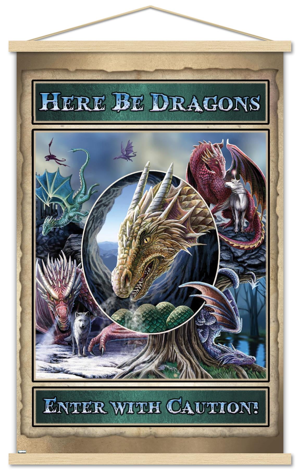 Lisa Parker - Here Be Dragons Wall Poster with Wooden Magnetic Frame, 22.375" x 34"