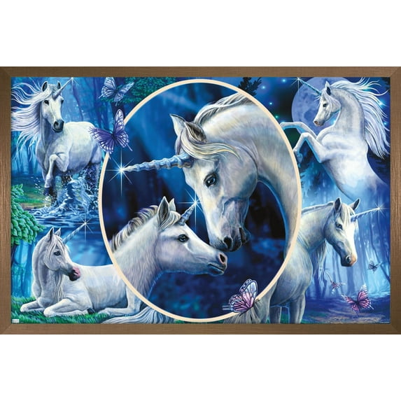 Lisa Parker - Majestic Unicorns Wall Poster, 14.725" x 22.375", Framed
